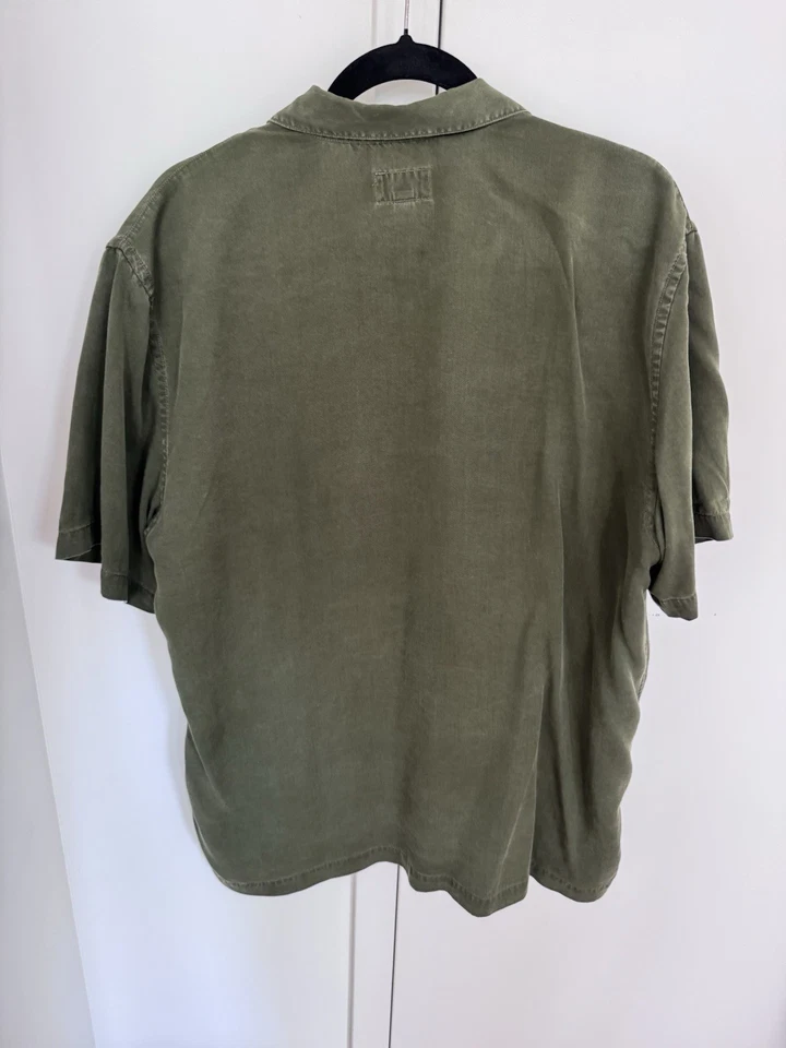 Frank And Oak Camp Collar Resort Shirt In Olive Green Size L Large - Image 3 of 4