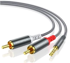 RCA to 3.5mm AUX Cable, (6.6 Feet) 3.5 mm 1/8 to RCA 2-Male Headphone Jack Adapt