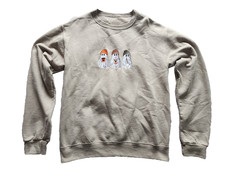 Halloween Hipster Ghosts Crew Neck Sweatshirt Size small Beige Color
