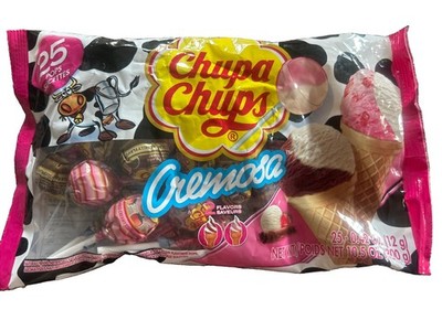 Chupa Chups Cremosa 25ct 10.5oz Lollipops Strawberry/Choco-Vanilla