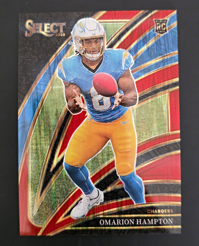 Panini 2025 Select Club Level Omarion Hampton #202 Red Prizm Shock RC /249
