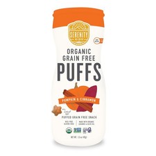 Pack of 6 Serenity Kids Veggie Puffs Pumpkin Cinnamon Toddler Snacks 1.5 Oz