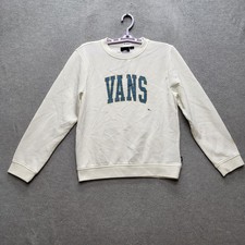 Vans Women Sweatshirt XL White 99 Laurel Embroidery Logo Long Sleeve