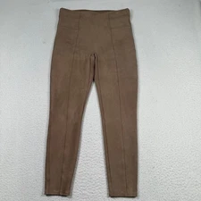 Spanx XL Faux Suede Leggings Brown High Rise Shaping Pull On Stretch Pant 20322R