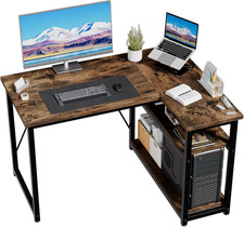 Scrivania Angolare a L 100X80 Cm per Computer Con Ripiani E Divisori - Compatta 