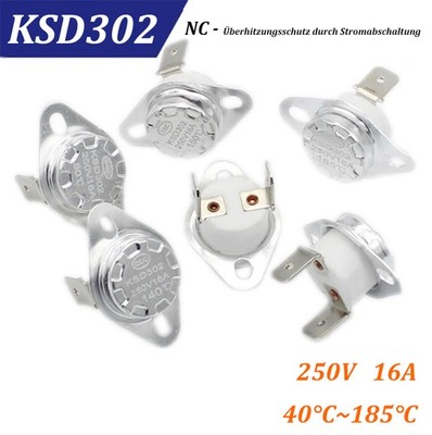 KSD302 Bereich 40-180°C Schließer Temperaturgesteuerter Schalter 250V 16A