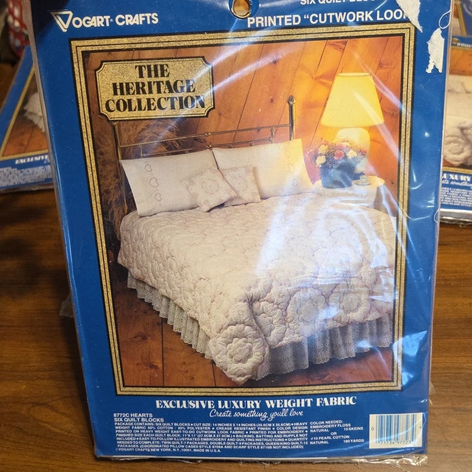 Vogart Heritage Printed "Cutwork Look" Quilt Blocks 72, 14"x14", Blocks Total - Image 3 of 4