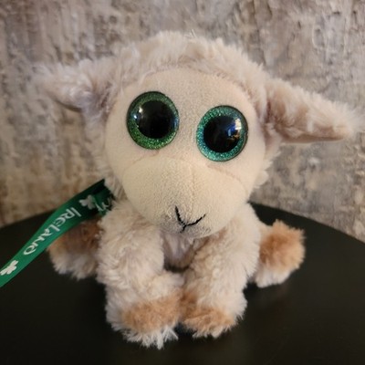 Irish Eyes Cuties Sheep Plush Stuffed Animal Small Green Glitter Eyes