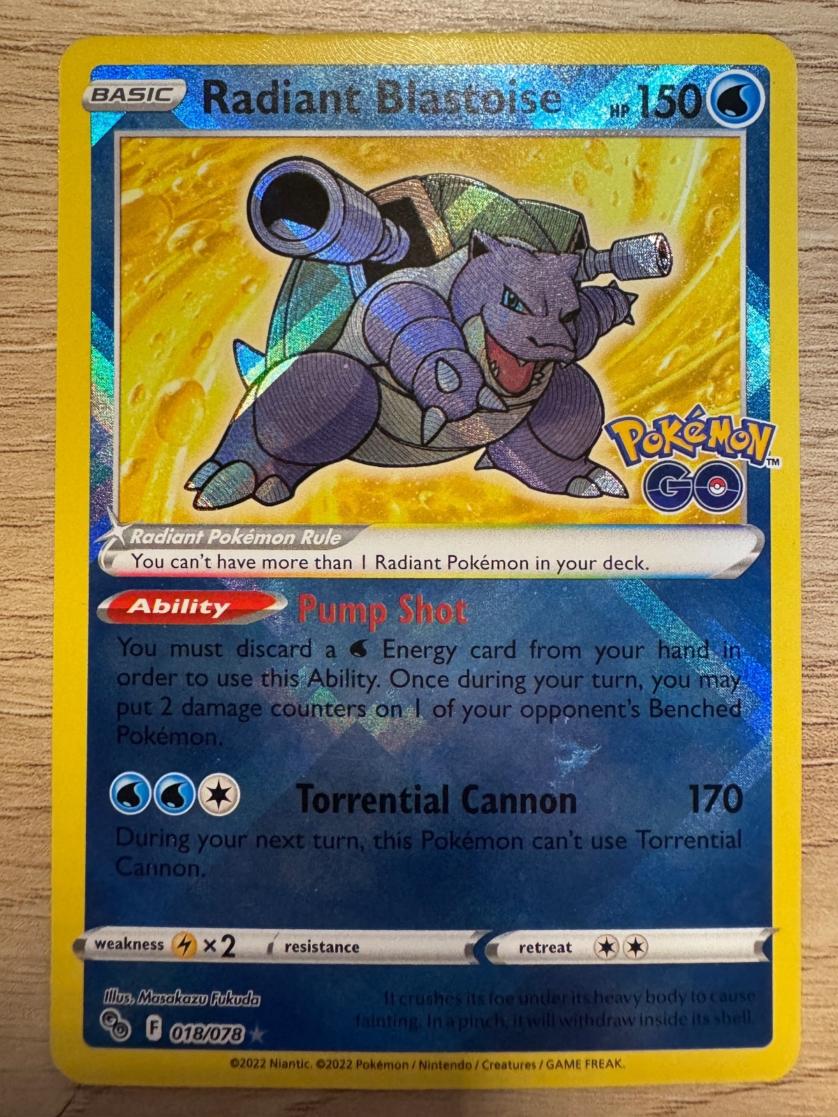 Radiant Blastoise Holo Radiant Rare Pokemon GO 018/078 NM