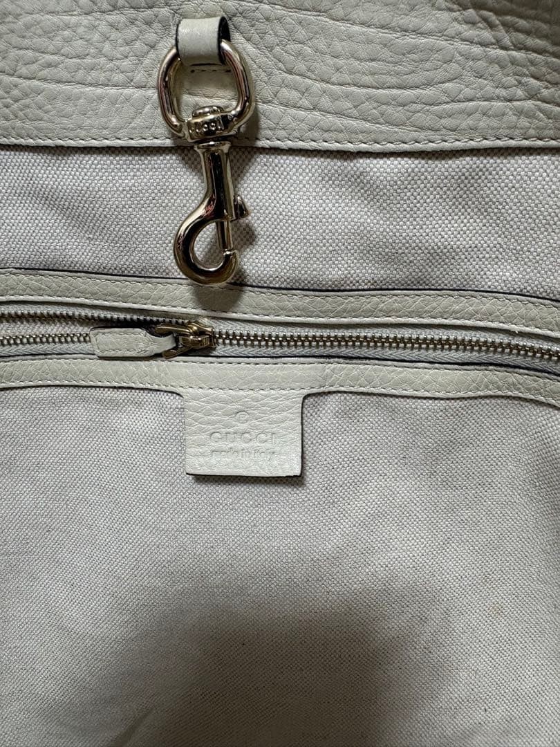 GUCCI Tote Bag Navy Bamboo Handle Large Unisex Marine Style Authentic thumbnail 5