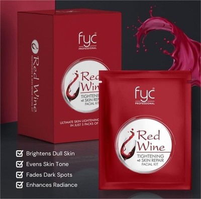 FYC Professional Red Wine Facial Kit 5 Step | Skin Tightening, Repair 55gm Pack