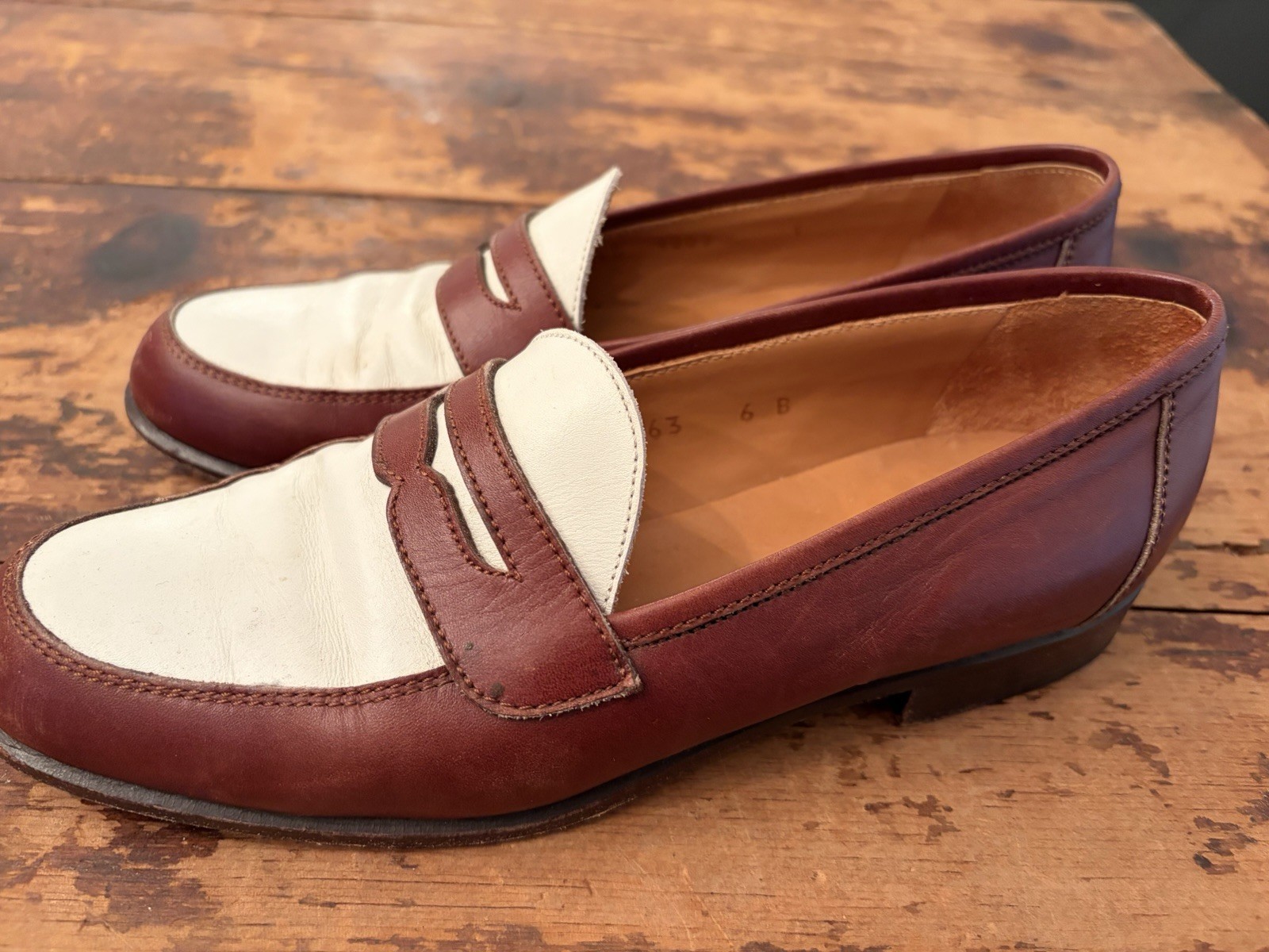 Vtg Polo Ralph Lauren Italy Two Tone Spectator Loafers Size 6 Women’s Brown