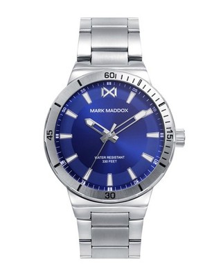 Montre Homme Acier 42mm Trois Aiguilles Sphère Bleu Submersible Mission 100M