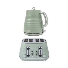 Image of Salter Toaster & Kettle Ripple Set 4-Slice 6 Browning Levels 1.7L 3kW Sage