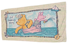Classic Pooh Piglet Beach Towel Just Paddling Along Winnie Pooh Cotton 54x28in
