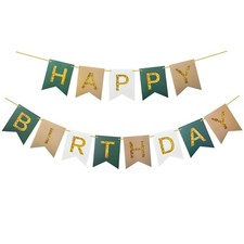 Brown Green Happy Birthday Banner, Happy Birthday Party Decorations for Adult...