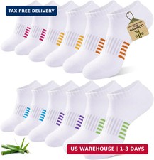 Ankle Socks Women 6 12 Pairs Bamboo Viscose Low Cut Socks Breathable Cushion Ath
