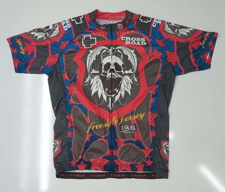 Camisa de ciclista FixGear 3xl estampado de calavera cruzada cremallera completa manga corta Foto 3 de 4