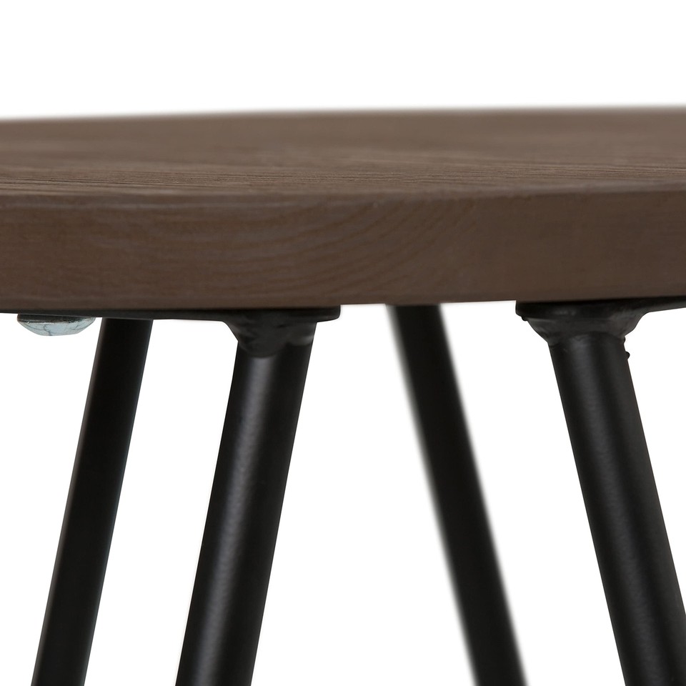 Simeon 30 Inch Bar Stool Cocoa Brown And Black Metal And Elm Wood Round