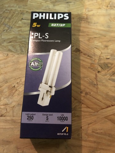 PHILIPS ALTO COMPACT FLUORESCENT LAMP BULB ~ 5W 827/2P PL-S ~ NEW IN PACKAGE ~ - 第 1/1 張圖片
