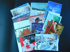 Lot of 13 UNSIGNED Christmas Cards with Matching Envelops Santa, Snowman, Birds