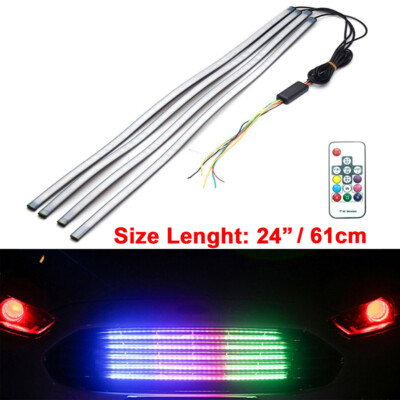 24'' 4x Front Grille Glow Light Wireless RF Remote Control RGB LED Strip DJC A2
