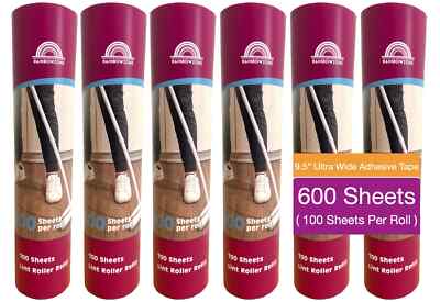 6/12-Pack Lint Roller Refills   9.4'' Wide Extra Sticky for Pet Hair   600 Sheets