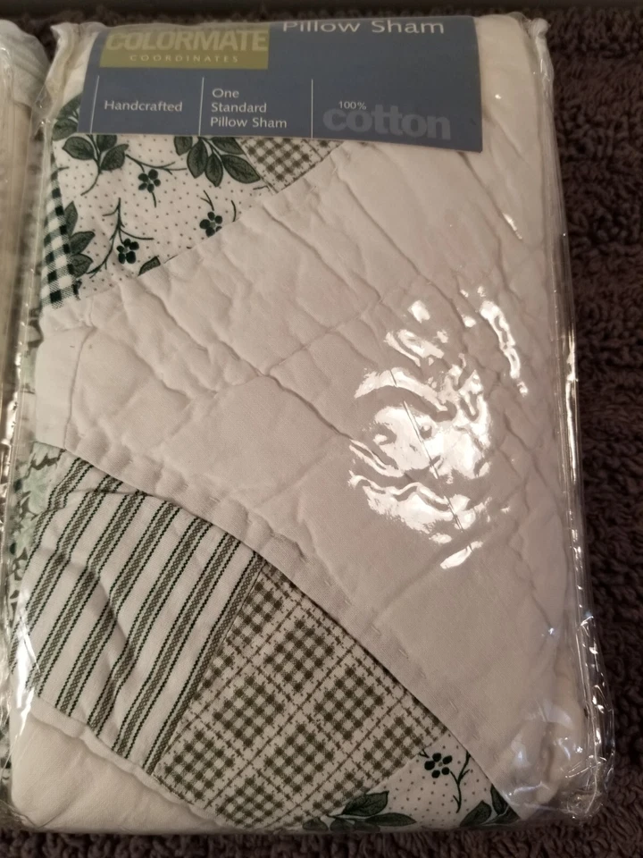 Juego de 2 fundas de almohada estándar acolchadas florales/guinga vintage Sears Foto 2 de 4