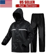 Safety Rain Suits Raincoat Rain Jacket With Hoodie and Rain Waterproof Black