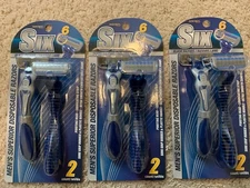 3 Twin Packs of Assured SIX BLADE Superior Razor Mens Disposable Razors