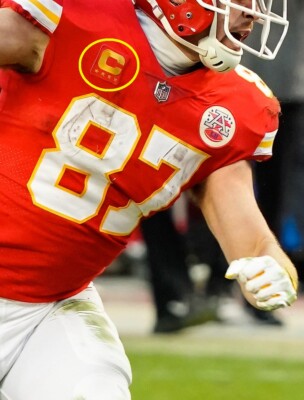 Afc Kansas City Chiefs Travis Kelce Te 4      Star Aufbügelbar Rot Captain Gold