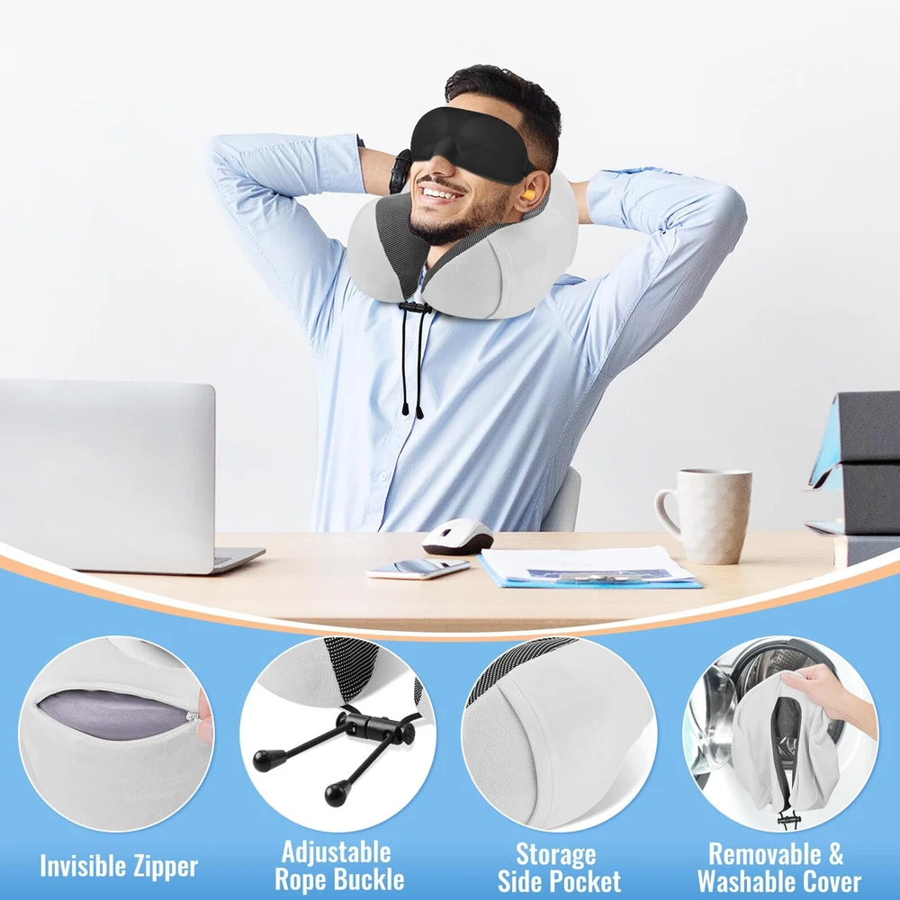 Travel Pillow Premium Memory Foam Comfortable & Supportive Neck Pillow Neck P...