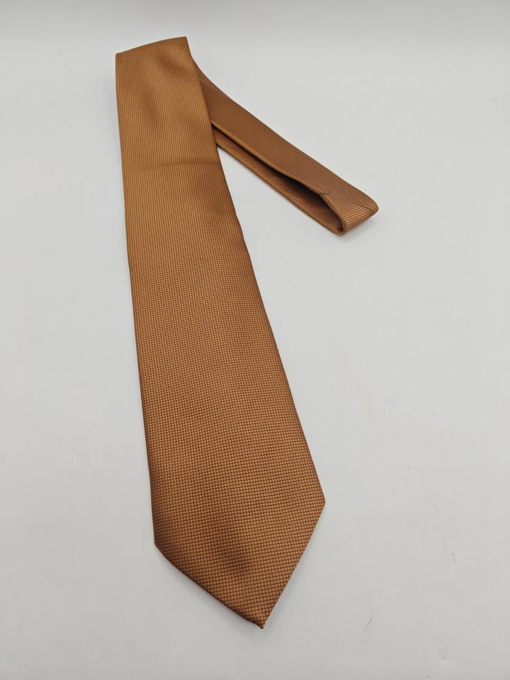 🇮🇹 Venezia мужской коричневый чек шелковый галстук сделано в Италии 58 x 3,75  - Изображение 3 из 4