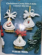 Vintage Spinning Wheel Christmas Cross Stitch Kits ~ Colonial Mini Bib makes 3