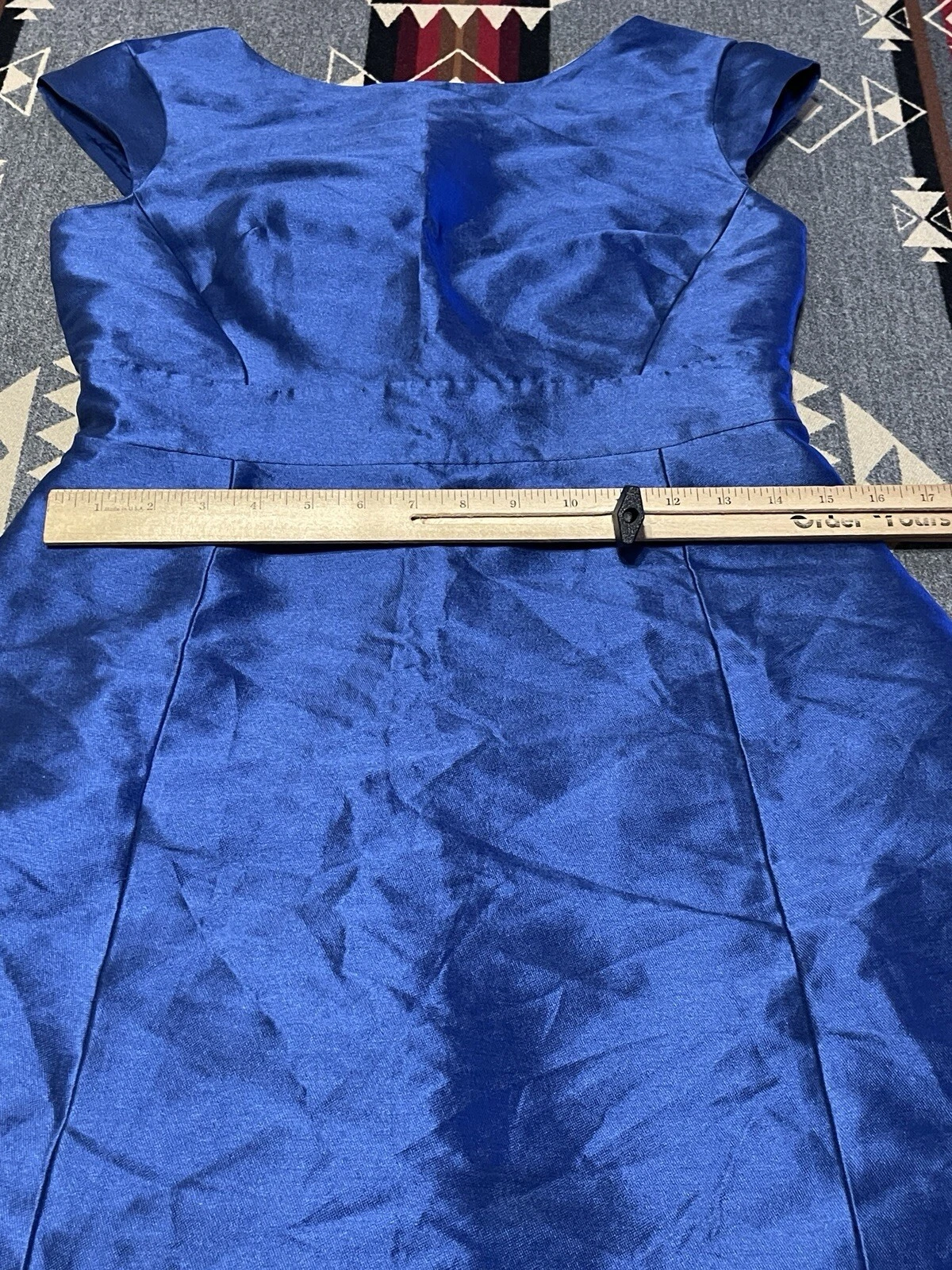 Mini abito da cocktail Kate Spade taglia 6 blu giacinto senza schiena T9