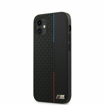 BMW Apple iPhone 12 Mini 5,4'' M Sport PU Leder Tasche Hülle Schwarz Dreiecke