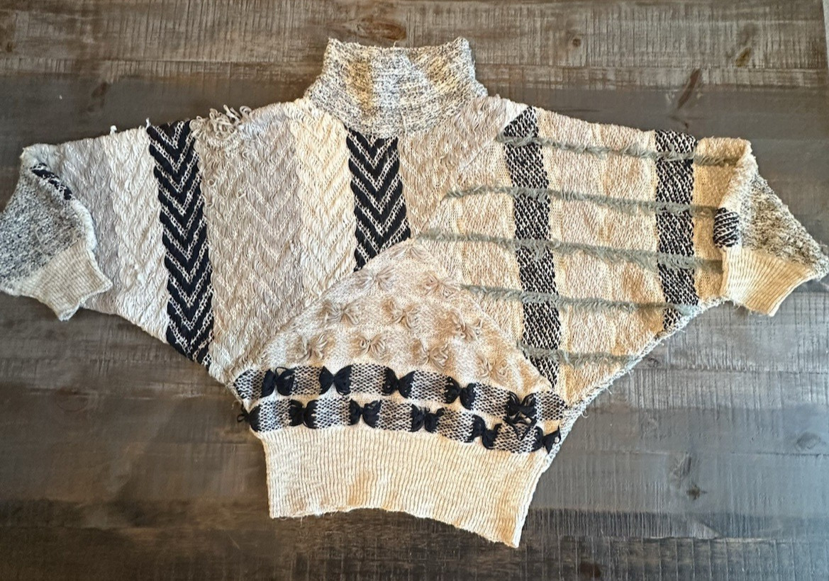 Vintage Patchwork Textured Sweater - image 3