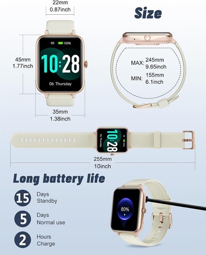 Smartwatch Fitnesstracker Herzfrequenz-/Schlafmonitor für Google Pixel 6 / Pixel 7 - Bild 71 von 79