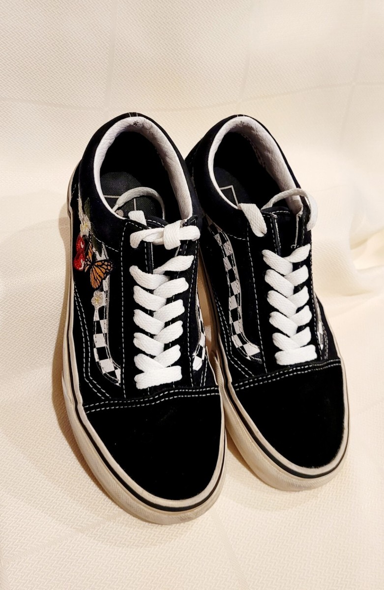 Vans X Embroidered Cherry Butterfly Old Skool Checkered