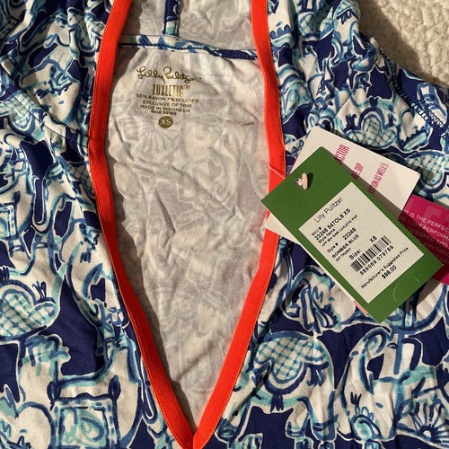 NEW Lilly Pulitzer UPF 50+ GABI Luxletic Pop Bomber Blue Get Trunky Hooded Top - Picture 3 of 8