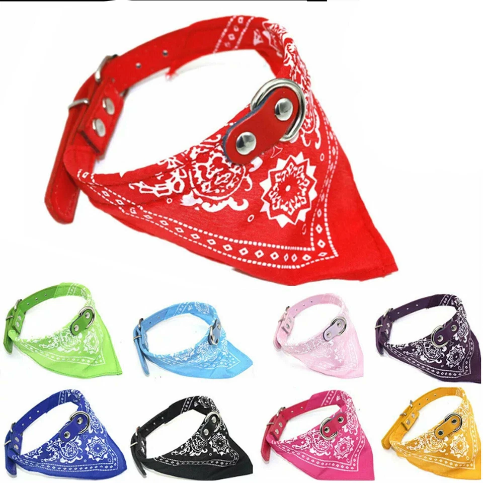 Adjustable Pet Dog Puppy Cat Neck Scarf Bandana with Leather Collar Neckerchief⇓ - Image 3 of 4