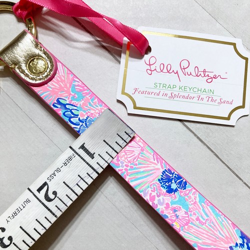 Lilly Pulitzer Key Ring Splendor In Sand Seashell Strap Keychain Faux Leather - Picture 6 of 7