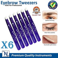 X6 Beauty Eyebrow Tweezers   Slanted Stainless Steel Precision Hair Plucker
