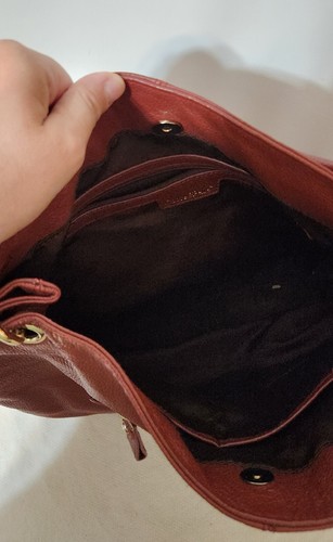 Vintage Cuore & Pelle Orange Red Pebbled Leather Shoulder Hobo Bag Purse - Picture 8 of 9