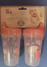 2 pk. Cribmates 10oz Spill Proof Cups BPA Free Ages 6 mo. Pink elephants love