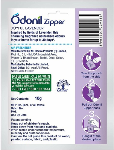 Odonil Zipper Soulful Air Room Freshener 10g Jasmine, Lavender, Citrus,Daffodil - Picture 8 of 15