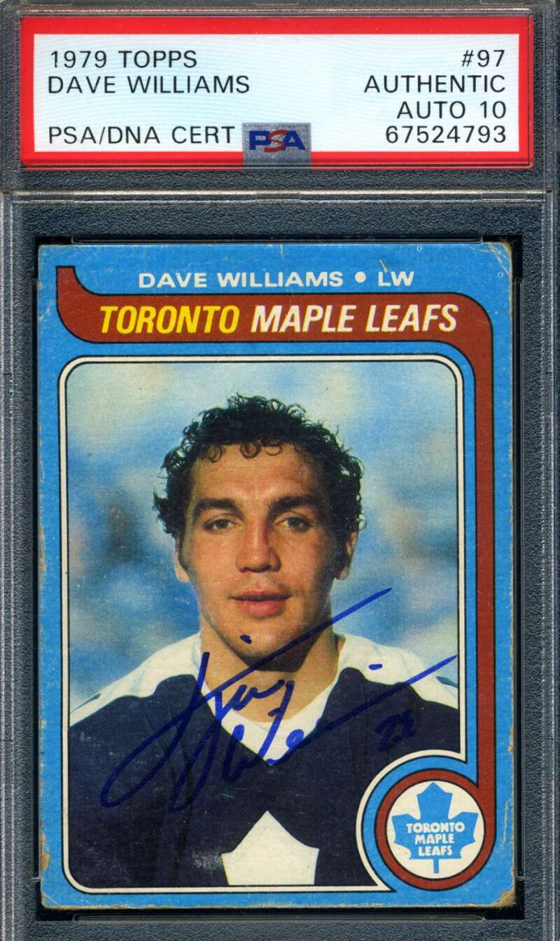 Dave Tiger Williams Gem Mint 10 PSA DNA Signed 1979 Topps Rookie Autograph