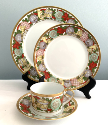 DIOR CHRISTMAS Christian 4 PIECE PLACE SETTING Dinner Plate Salad
