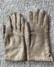 Vintage Fownes Genuine Leather Womens Ladies Brown Lined Driving Gloves Sz 7 1/2