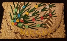 Stunning Multi Color Flower Straw Clutch Purse Bag Handbag Nassau Hand Made New